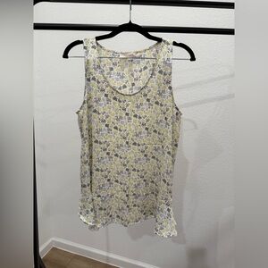 LOFT Floral Tank Top - Yellow and Gray